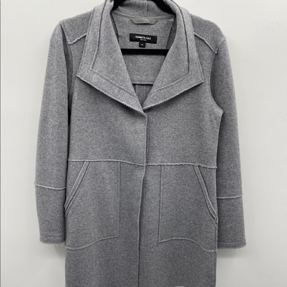 Kenneth Cole grey wool knit gorpcore outdoor neutral casual sweater jacket. SP - Picture 2 of 9